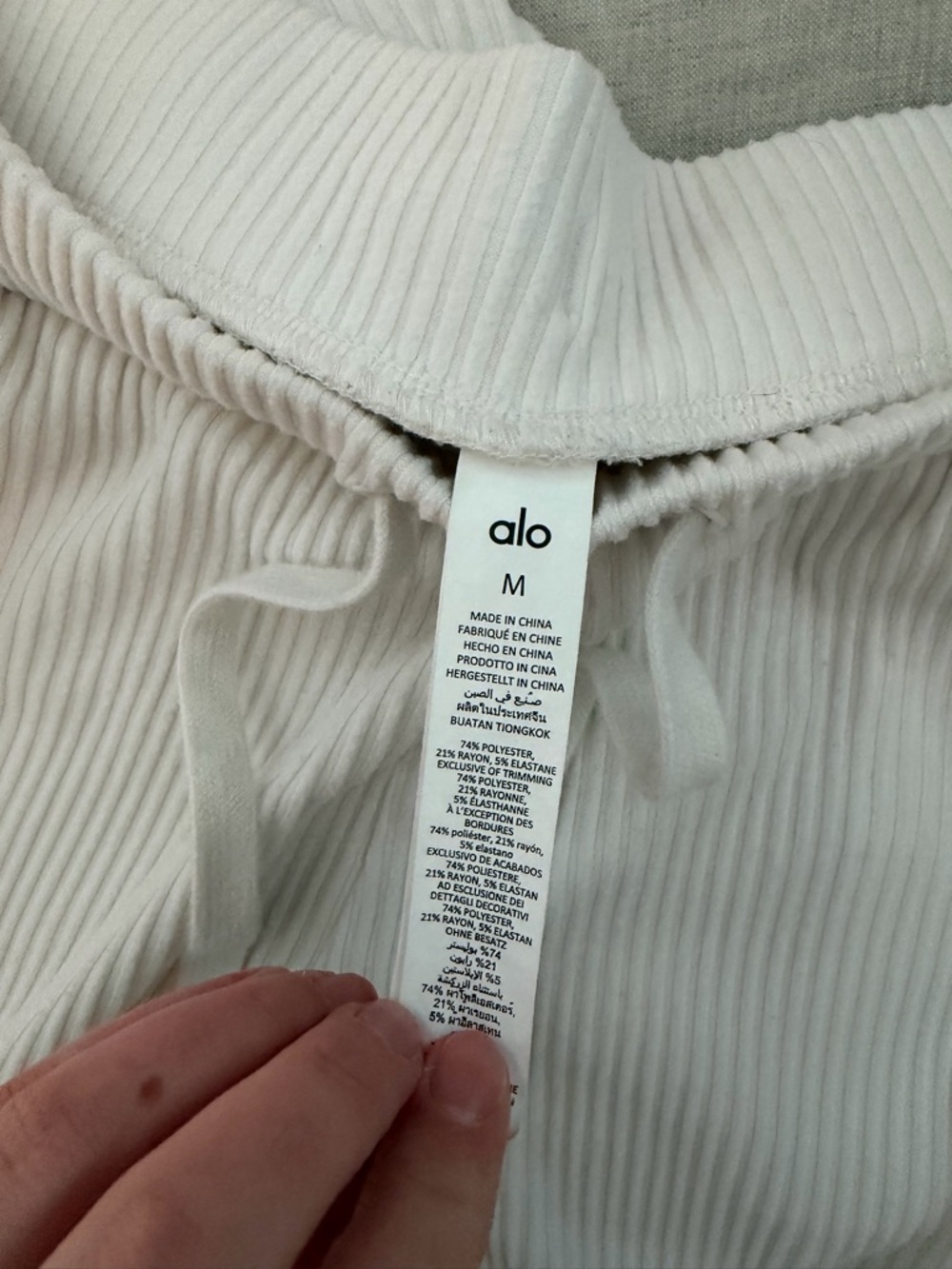 ALO Yoga Ribbed Hoodie & Joggers Set in Cream - Picture 5 of 9